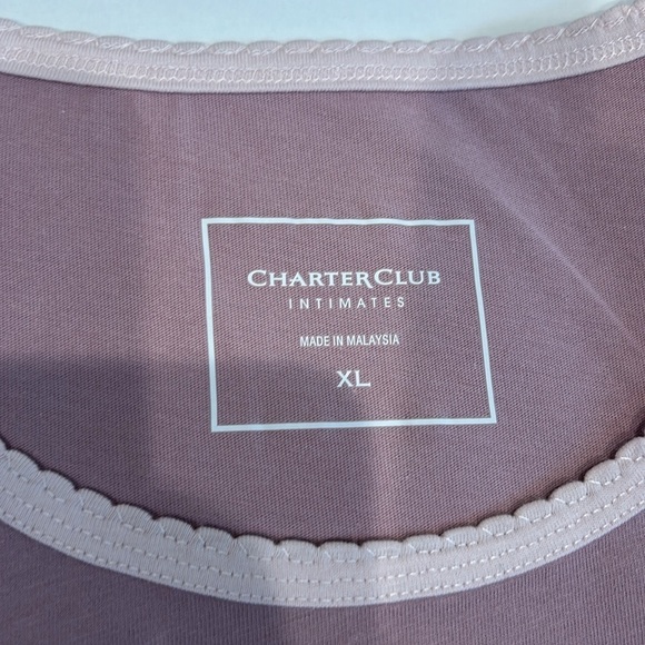 Charter club intimate two-piece pajama long sleeve shirt feather print bottom XL - Picture 2 of 7